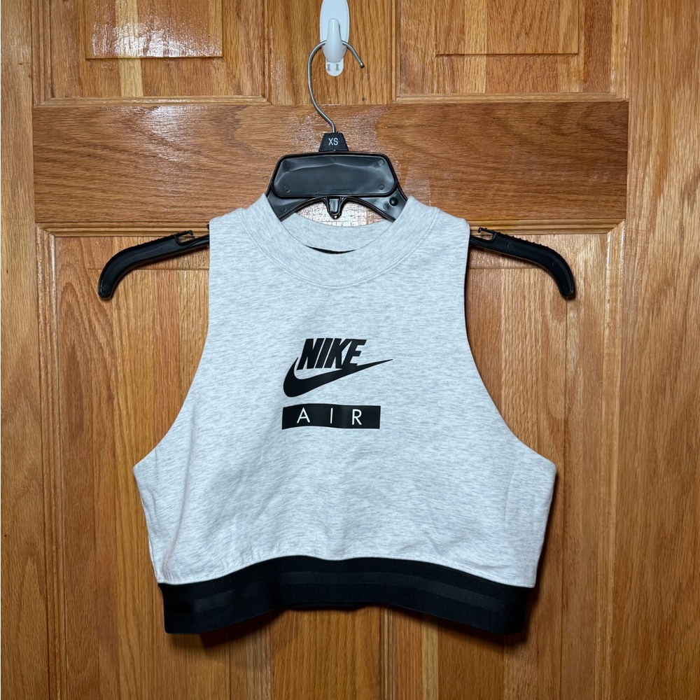 Nike Air Women's Light Gray and Black Crop Top